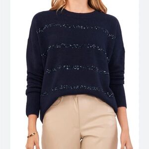 Nordstrom Black Sequin Crew Neck Sweater‎